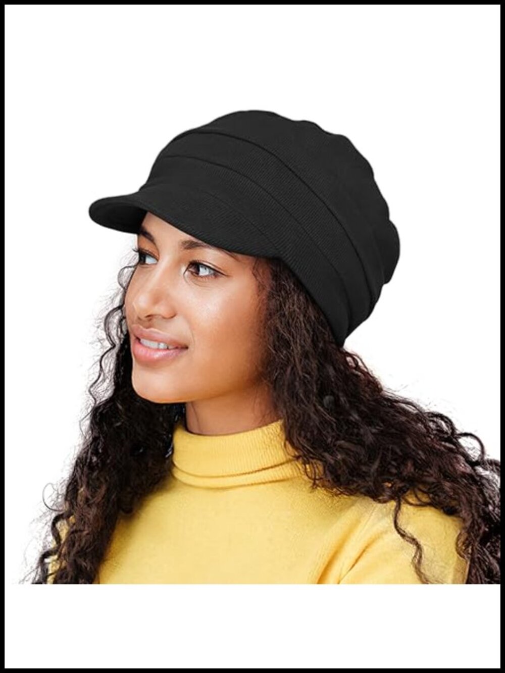 Oversize Satin Lined Slouchy Winter Beanie Newsboy Cap for Curly Hair